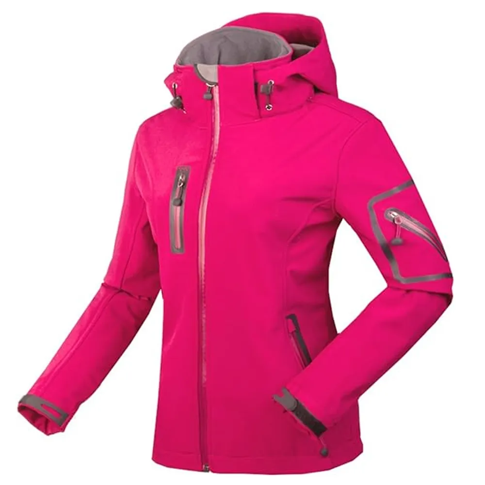 Esporte ao ar livre Caminhadas Inverno Softshell Jacket Casaco Logotipo Personalizado Tecido Macio Qualidade Premium Fashion Wear Senhoras Softshell Jacket