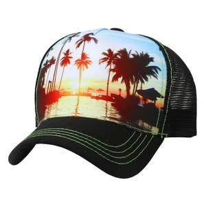 Mais recente Design 3D Impressão Moda Sol Proteger Trucker Tampas Chapéu Espuma Malha Elegante Patches Bordados Trabalho Chapéu Praia Headwear
