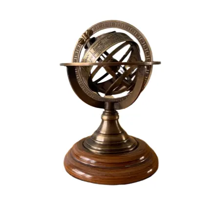 Vintage Zodiac Armillary sfera in ottone globo con Base in legno sfera antica regalo articoli decorativi in ottone nautico