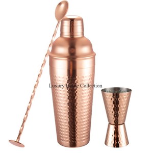100% Natural Copper <strong>Cocktail</strong> for Bartender Kit Hammered Design <strong>3</strong> Piece Different Shaped Copper <strong>Cocktail</strong> Shaker for Hot Selling - Product Image 1