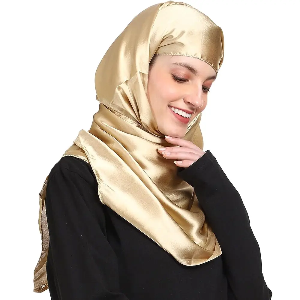 Hijab proveedor saudita hijab mujeres 90x90 hijab cuadrado de seda/bufandas de satén para mujeres musulmanas bufanda cuadrada impresa