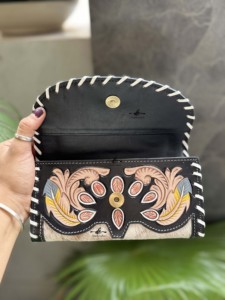 2025 xu hướng sản phẩm Tay dụng cụ khắc da ly hợp điện thoại trường hợp thẻ phong cách da bò lông Ví đa sử dụng phương Tây Ví - Product Image 2