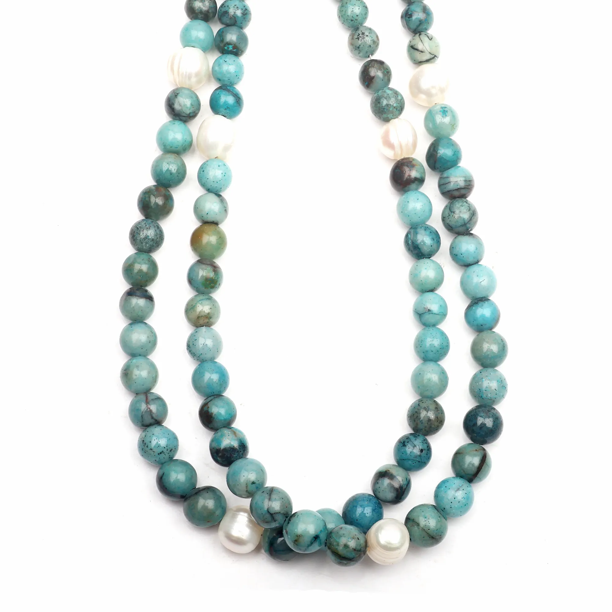 Perles de pierres précieuses percées de forme ronde chrysocolle naturelle 8 pouces taille de support 4-6 MM perceuse centrale perles en gros