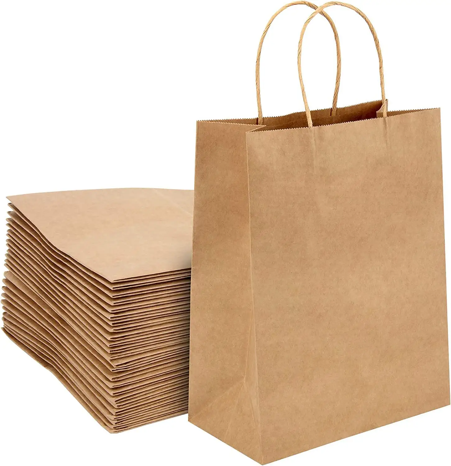 Wholesaler Paper Bags With Your Own Logo printed Take Away Brown Kraft Paper Bag With Handle for Shopping