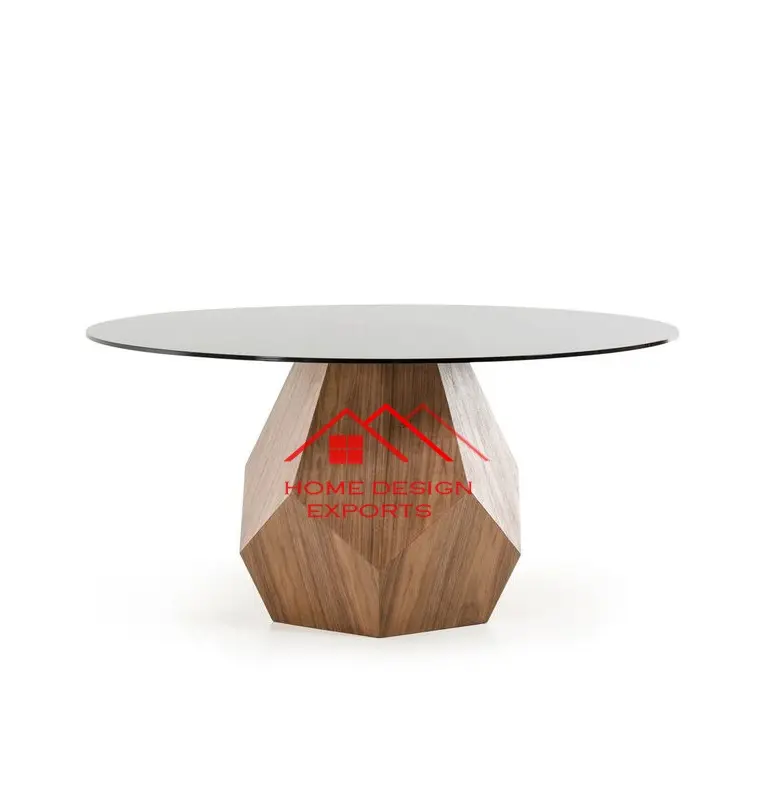 Mesa de centro de madera hecha a mano con tapa de cristal para el hogar, sala de estar, boda, mesa de centro de lujo decorativa de madera