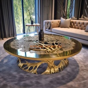 Luxury Round Metal <strong>Center</strong> <strong>and</strong> Side Table Customized Sizes Vintage Gold Black <strong>and</strong> Silver Table for General Use Home Furniture