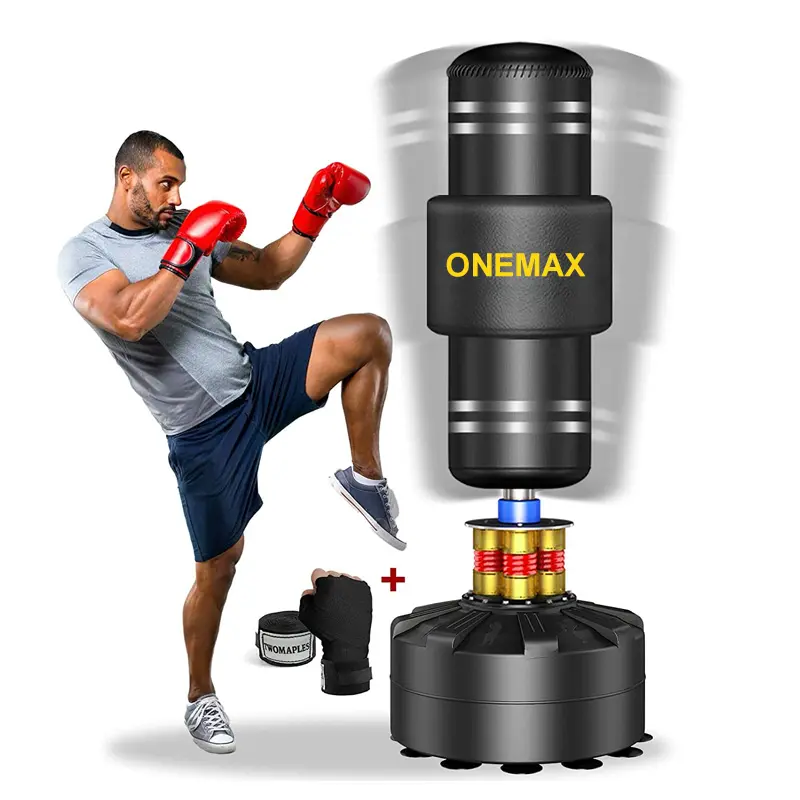 Professionale MMA ONEMAX in piedi sacco da boxe in pelle pesante Stand Bag per la casa per i giovani adulti uomini 1 pezzo OEM ODM accetta