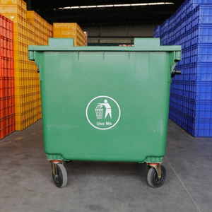 Contenedor de basura industrial para exteriores HDPE de 660L con tapa y bloqueo Contenedor personalizado de basura resistente con 4 ruedas de goma sólida - Product Image 6