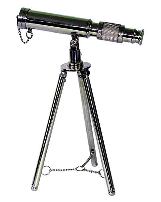 Telescopio de latón en marrón con trípode para náutica Telescopio de latón de lujo Premium de calidad superventas en aspecto plateado