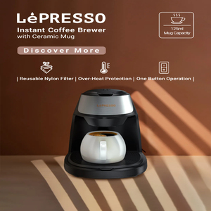 LePresso 125毫升速溶咖啡冲泡器，带陶瓷杯高级陶瓷杯产品类别