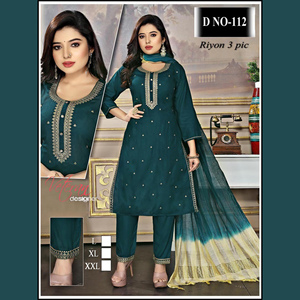 En çok satan yeni hint ve pakistan şık ağır nakış uzun 3 parça <span class=keywords><strong>KURTI</strong></span> kadınlar için <span class=keywords><strong>SET</strong></span> elbise 2024 - Product Image 6