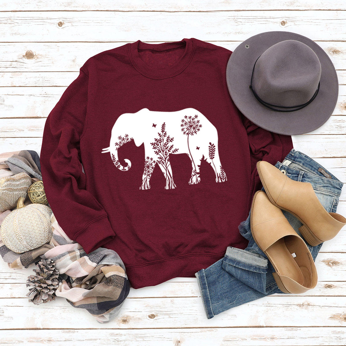 Burgundy sweatshirt (white font)