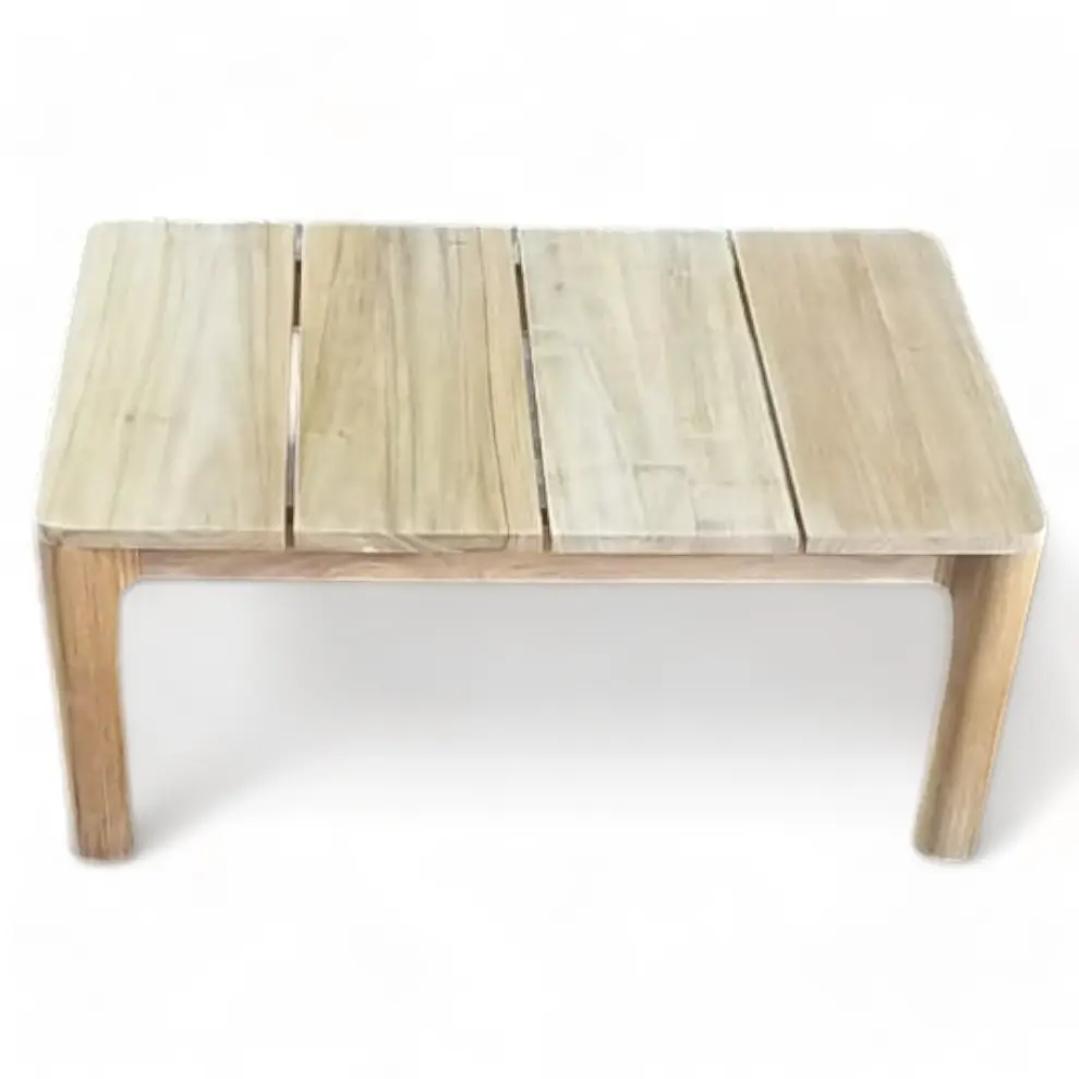 Juego de mesa de centro pequeña para exteriores sin terminar de lujo 60x45x45 cm mesa auxiliar de madera de teca rectangular moderna para muebles de exterior