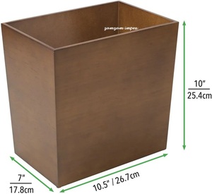Papelera Rectangular de MDF, cubo de basura estrecho, pequeño contenedor de basura para baño, cocina, oficina en casa, habitación artesanal - Product Image 3