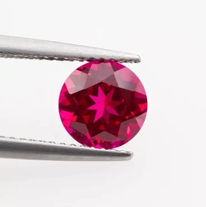 女性のためのペンダントとリング金と銀のジュエリー作りのためのラボ作成ルビーラウンドシェイプファセットレッドカラー宝石 - Product Image 3