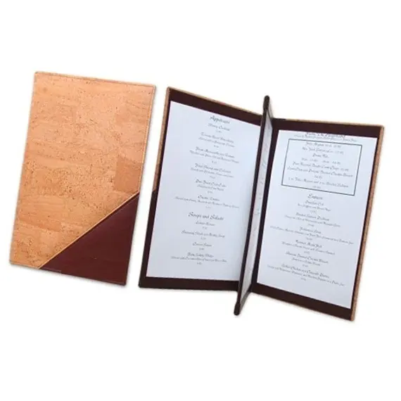 Capa de menu de couro genuíno de cavalo louco de alta qualidade, capa de menu para restaurante