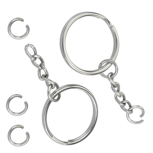 银色钥匙链，带开口跳环金属开口链钥匙环 - Product Image 1