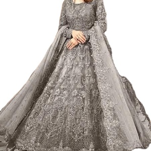 インドのパキスタンの最新ネット刺Embroideredレヘンガと重い手仕事とシーケンスワーク売れ筋ドレス2023 - Product Image 1
