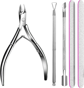 Cuticle Remover with Cuticle Pusher and Cuticle <strong>Cutter</strong>, Cuticle Trimmer Cuticle Nippers Nail Clippers for Women, Pedicure Tools - Product Image 1