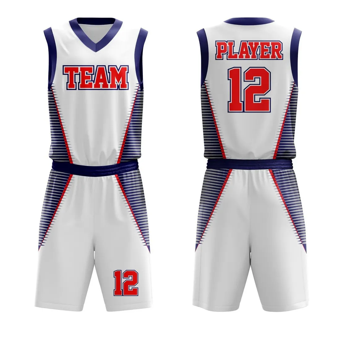 Ropa de baloncesto personalizada Sublimada Diseño Blanco Hombres Baloncesto Jersey y corto