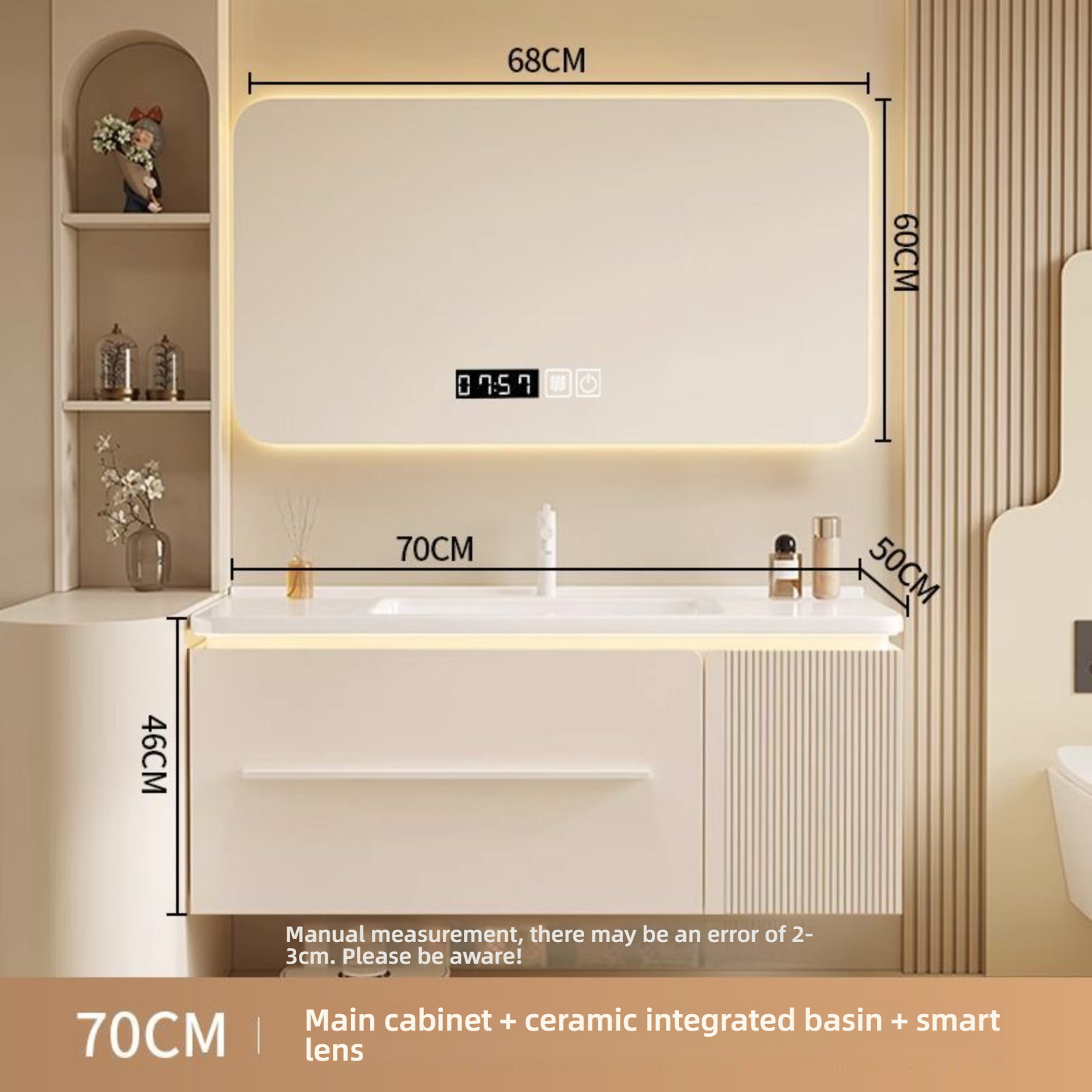 70cm main cabinet + LED mirror