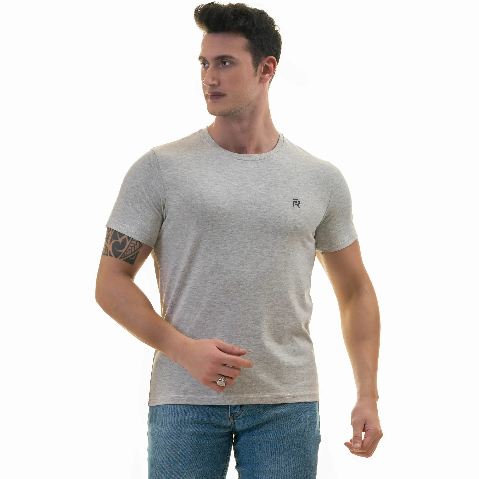 Personalizado Atacado Boa Qualidade Em Massa Plain 95 Algodão 5% lyra Comprar Contraste TrimT Camisas Feitas na Turquia