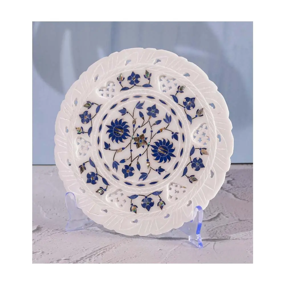 Blu indiano lapislazzuli pietra e madreperla intarsio piatto di Design per il regalo di nozze