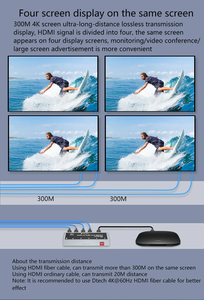 Convertidor de vídeo DTECH HDCP2.2 4K @ 60Hz 4 puertos 1 en 4 salidas 4:4:4 HDMI 2,0 Splitter