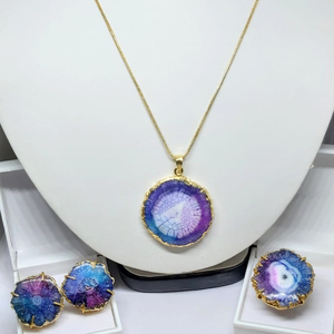 <span class=keywords><strong>Druzy</strong></span> אגת שרשרת סט פליז אבנים סט פליז פטריות מלאכות חן הודי רוחני מוצרים