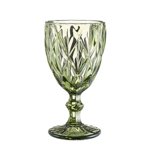 Vintage kristal cam kadeh/şarap bardağı, renkli cam kadeh, parti için Vintage desen kabartmalı yüksek temizle cam kadehler - Product Image 1