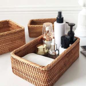 Vietnam dokuma Rattan depolama Bin sepet içinde el yapımı, gıda ve meyve Rattan mutfak depolama, rustik organizatör ve ekran kutusu - Product Image 3