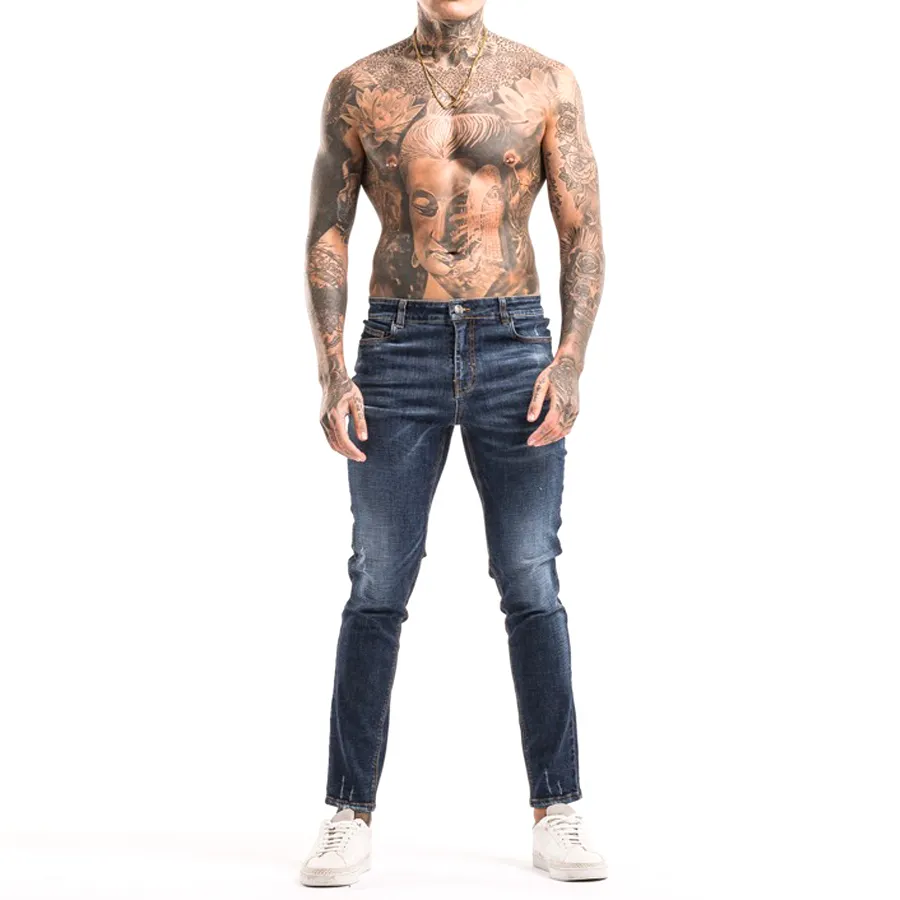 Mới Bán Buôn Non-Ripped Skinny Ripped Trẻ Mens Rửa Căng Quần Jean Màu Xanh Quần Cho Nam