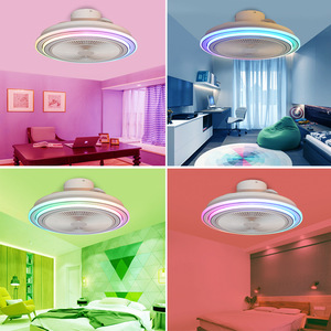 Ventilador de techo con luces Led para el hogar, dispositivo de ventilación moderno con música RGB, Control por aplicación de voz y Bluetooth, luces de techo inteligentes - Product Image 4