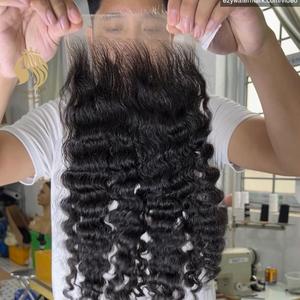 Cloudyhairコレクションベトナムデザイン卸売リアルヘアエクステンション人間<span class=keywords><strong>5</strong></span> * <span class=keywords><strong>5</strong></span> HDレースクロージャービルマカーリークロージャーウィッグを作る