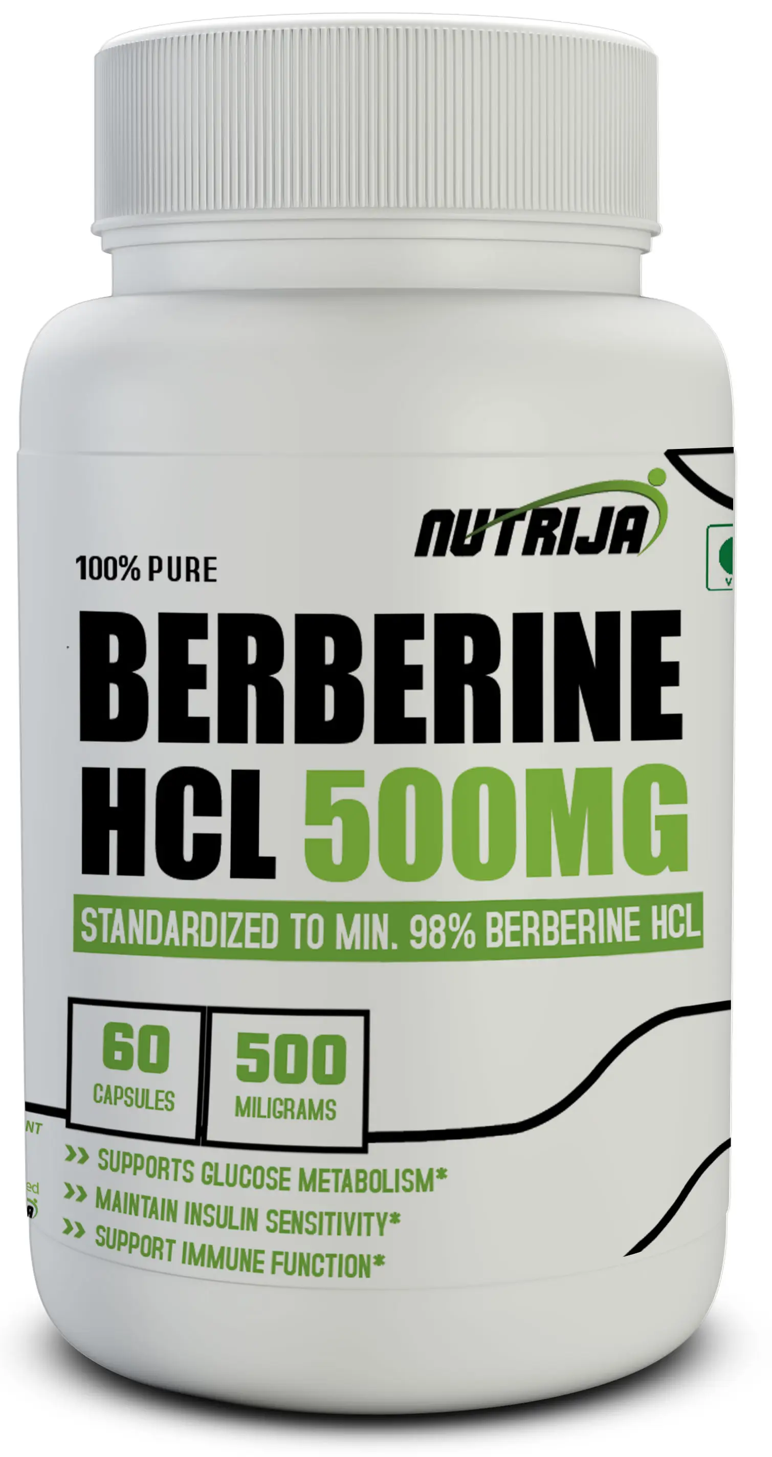 Cápsulas de berberina HCL 500MG-Suplemento 98% altamente purificado y biodisponible-Fórmula concentrada 82:1