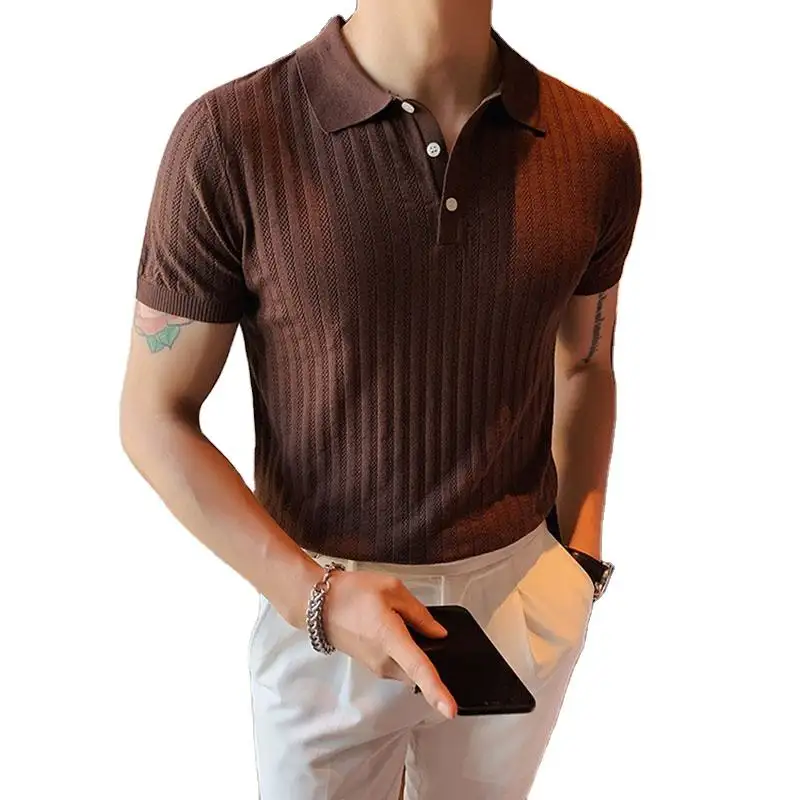 Polo informal liso con logotipo personalizado para hombre, camisa de punto de alta calidad, novedad, 2023