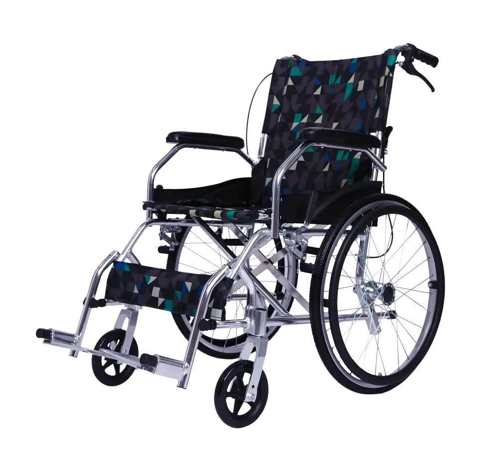 Garanzia della qualità migliore sedia a rotelle con telaio in alluminio leggero per disabili con bracciolo fisso Flip up legrest