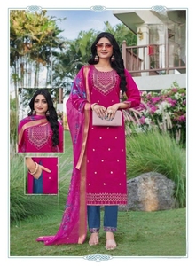 Premium ipek VOL 2 KURTI pantolon DUPATTA ile parti için SET yaz ve kış yeni varış hindistan toptan - Product Image 4