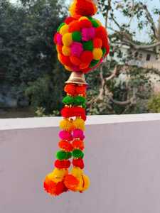 ジャスミンとポンポンボールフェイク人工ガーランドハンギングペアPooja新築祝いの装飾HaldiMehendi Dholkクリスマス12月 - Product Image 4
