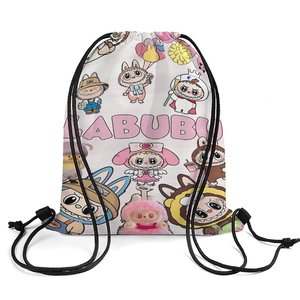 Venta al por mayor Cusotn dibujos animados Labubu Monster poliéster Nylon cordón 34cm tienda y mochila personalizado impreso dibujar bolsas de cuerda - Product Image 3