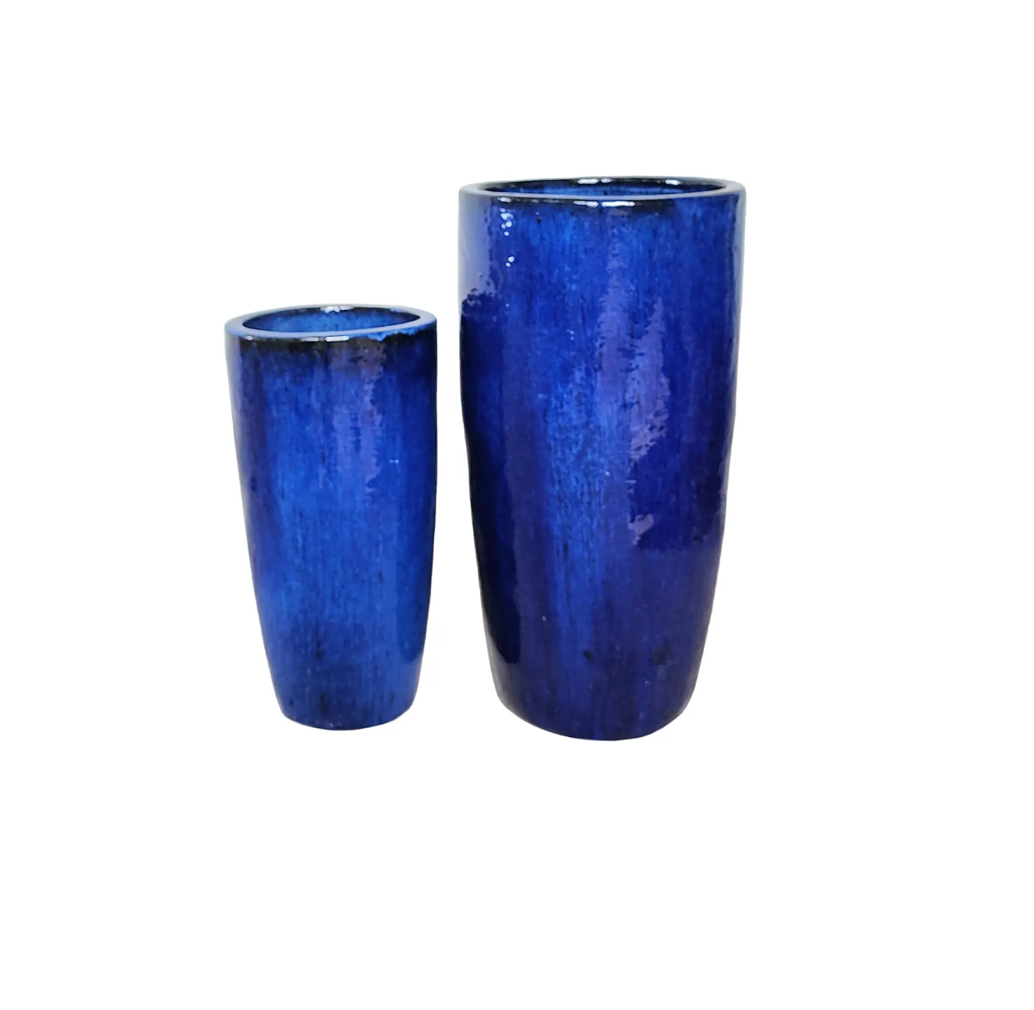 Лидер продаж, синие кобальтовые цветочные керамические горшки и горшки, красивая ваза для украшения сада и использования в детской