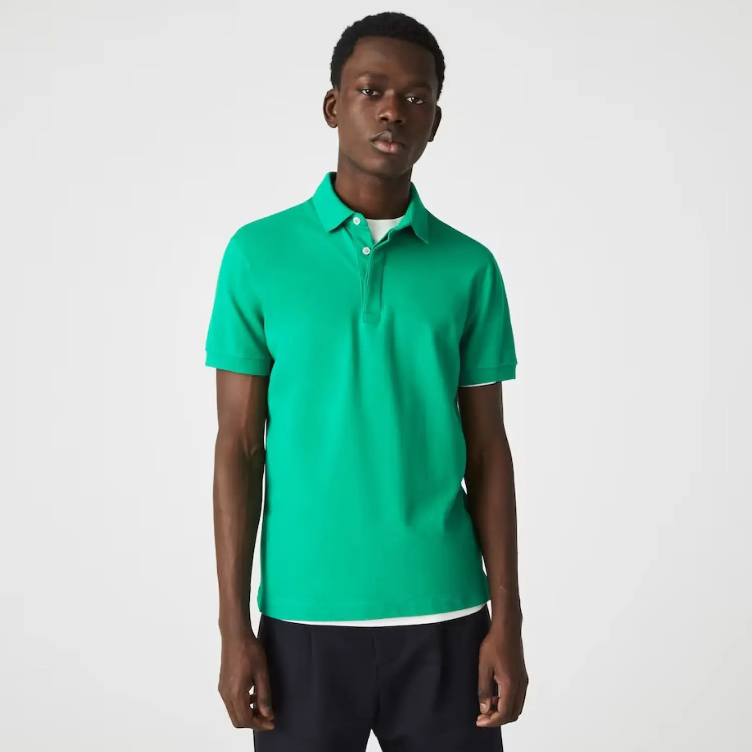 Jersey Stoff fühlt sich weich und glatt entspannt Standard fit geripptes Halsband 100% Polyester grün Spiel Royal Mens Fitness T-Shirt