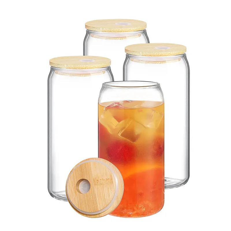사용자 정의 16oz 투명 Sippy 컵 텀블러 Vaso Drinkware 마시는 유리 안경 차가운 컵 텀블러 Copo 맥주 캔 모양의 마시는 유리