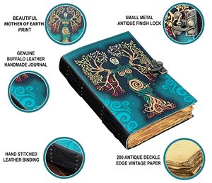 หนังสือเขียนวารสารหนังแม่ของโลก,หนังสือสะกดเปล่าของเงาต้นไม้แห่งชีวิตแฮนด์เมดขายดี - Product Image 3