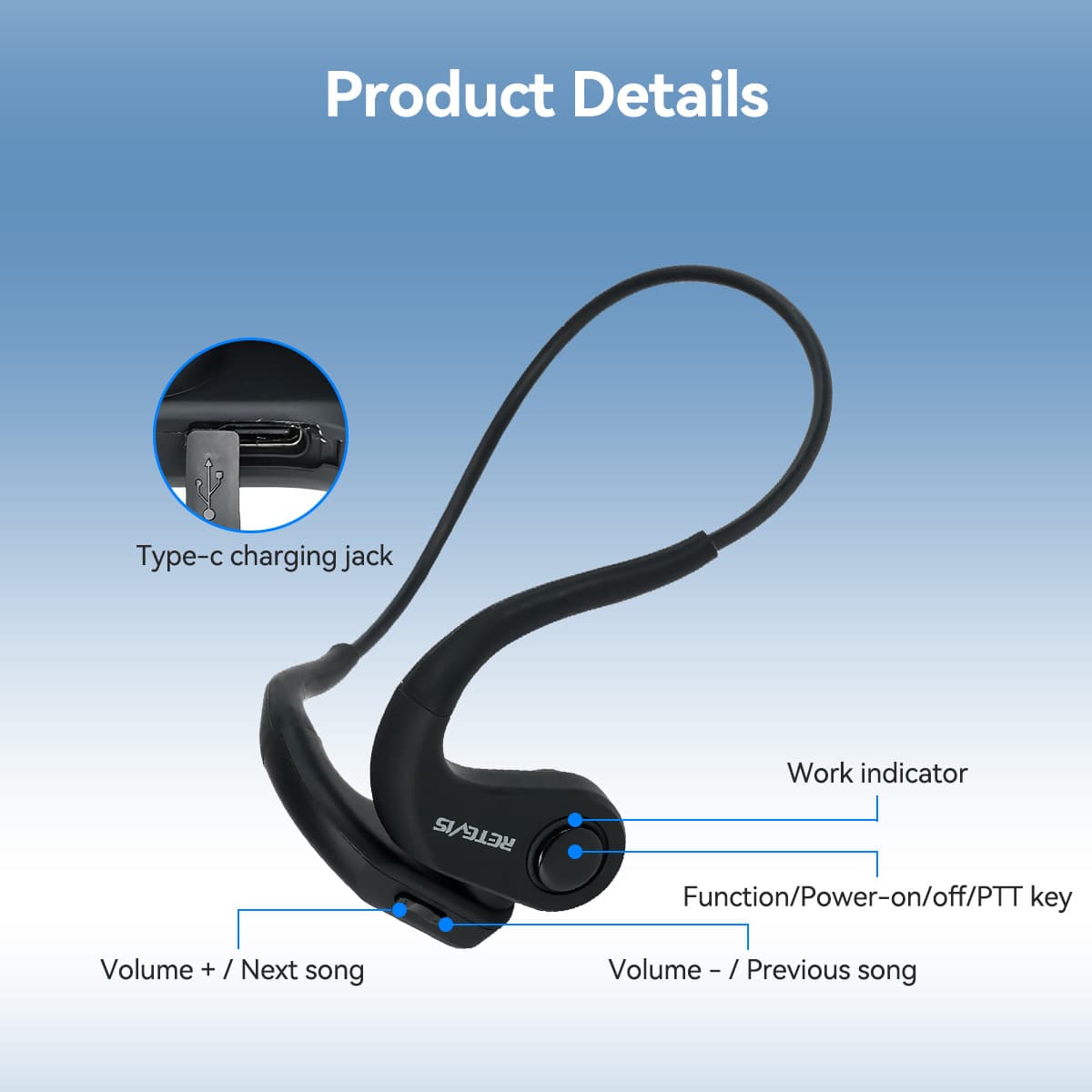 Auriculares de conducción ósea BT EWN002
