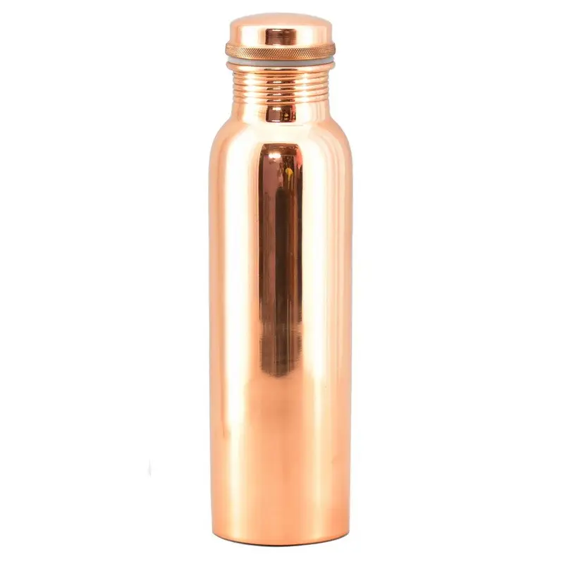 Diseño destacado 100% Botellas de material de cobre puro Espejo pulido Sólido 32 Oz Beneficios curativos para la salud del cobre Multiusos