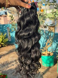 100% işlenmemiş ham hint dalgalı İnsan saç uzatma-saf hint kıvırcık Remy saç İnsan saç dokuma uzatma hiçbir kimyasal - Product Image 5