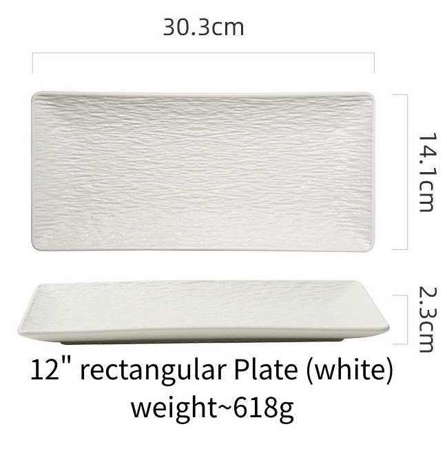 12" rectangular Plate (White)
