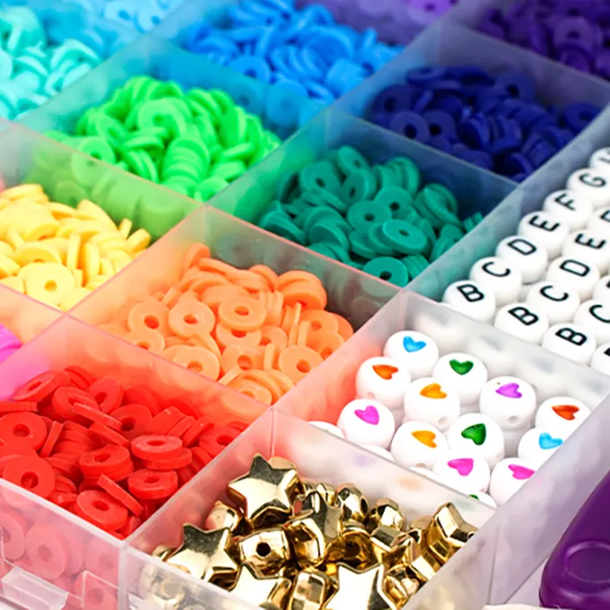 Kit per creazione di gioielli da 6000 pezzi per creazione di gioielli da 24 colori braccialetti piatti rotondi in argilla polimerica