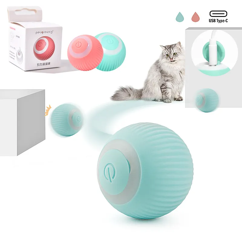 Pelota eléctrica inteligente para gatos, juguete automático para mascotas, interactivo para entrenamiento de gatos, pelota automóvil